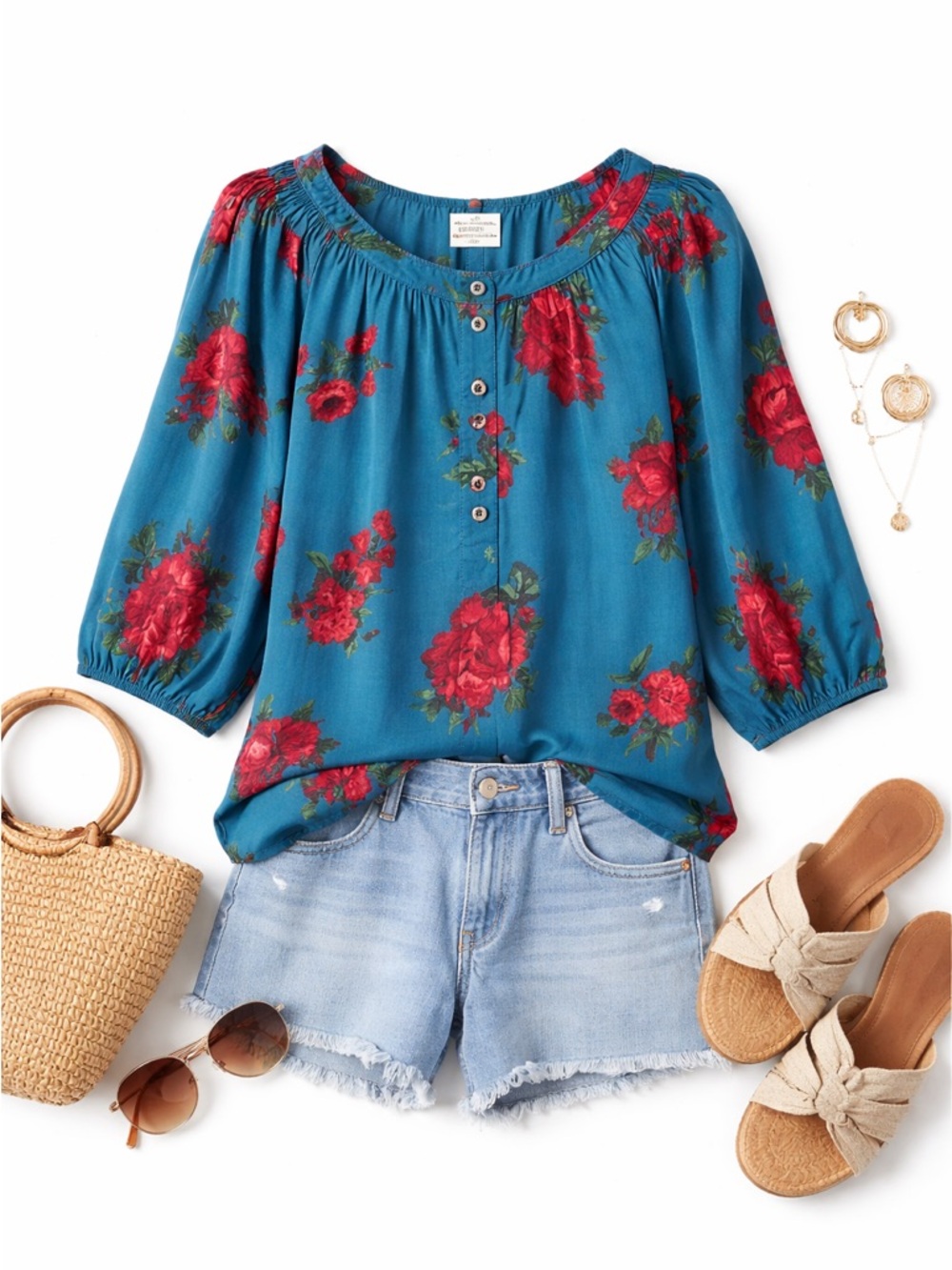 Anthropologie Maeve floral button blouse S
